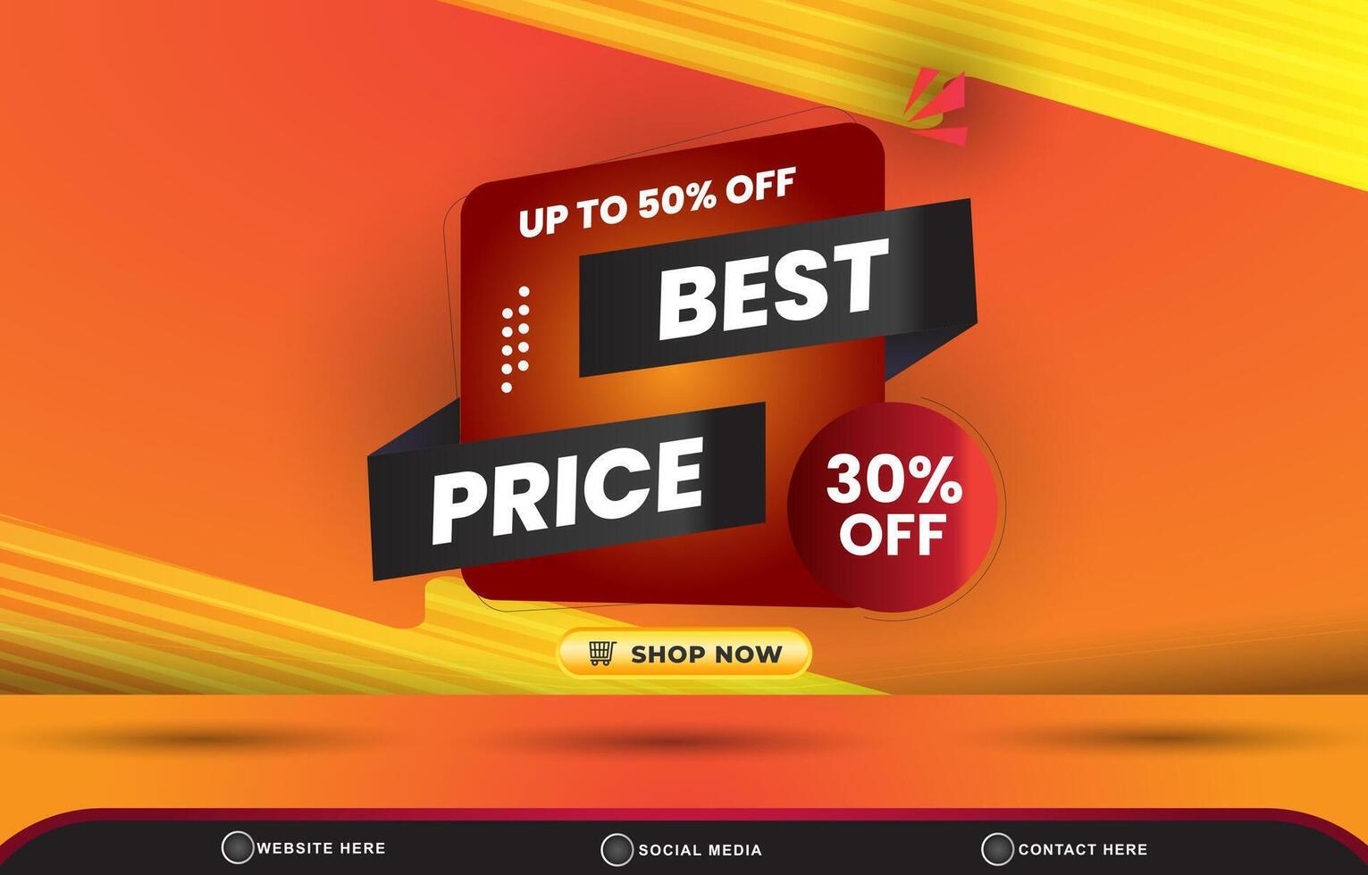 best price sale discount template banner with blank space for product sale with abstract gradient orange and yellow background design vector