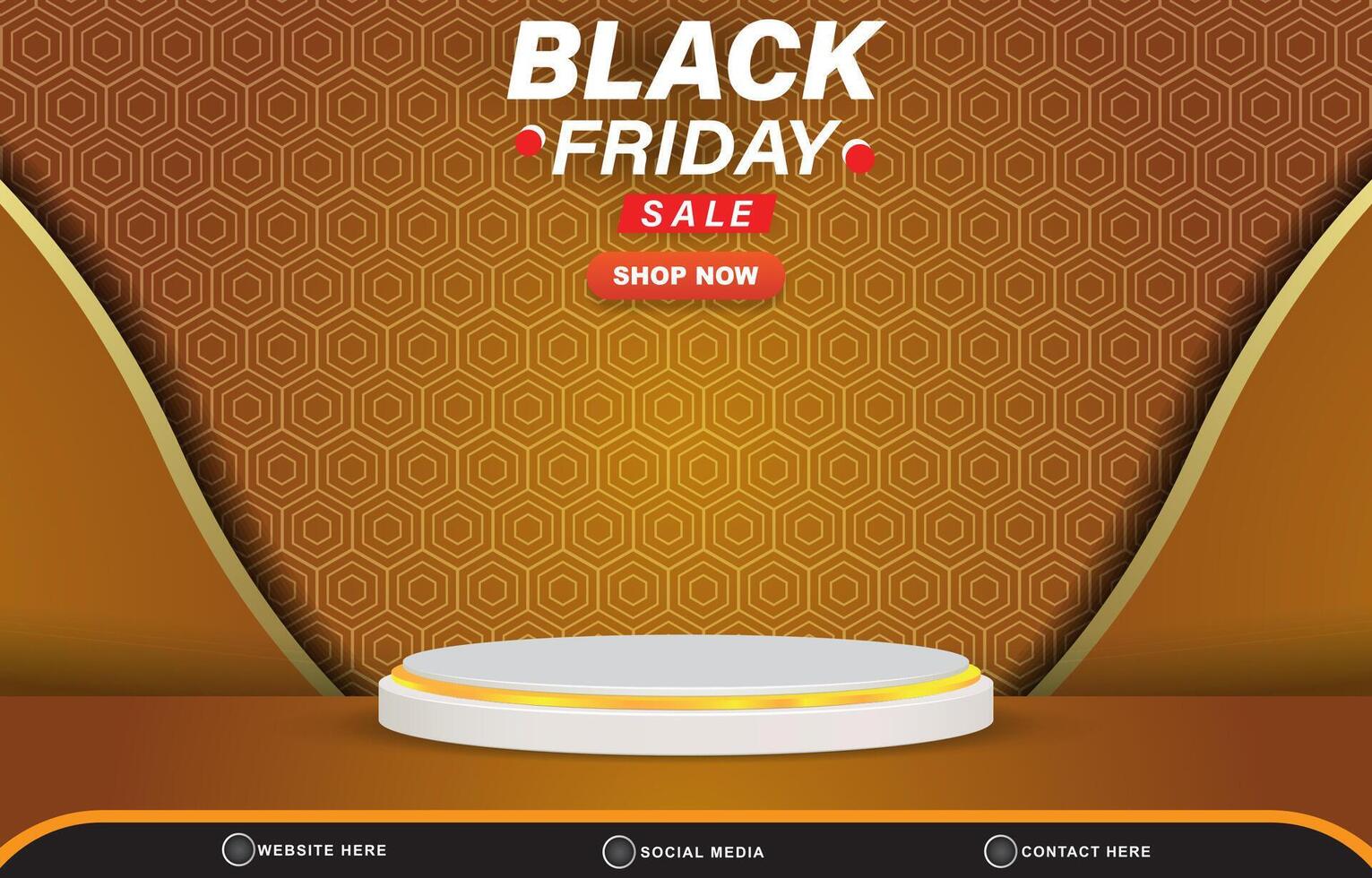 black friday sale social media post tempate banner with blank space 3d podium for product sale with abstract gradient brown background vector