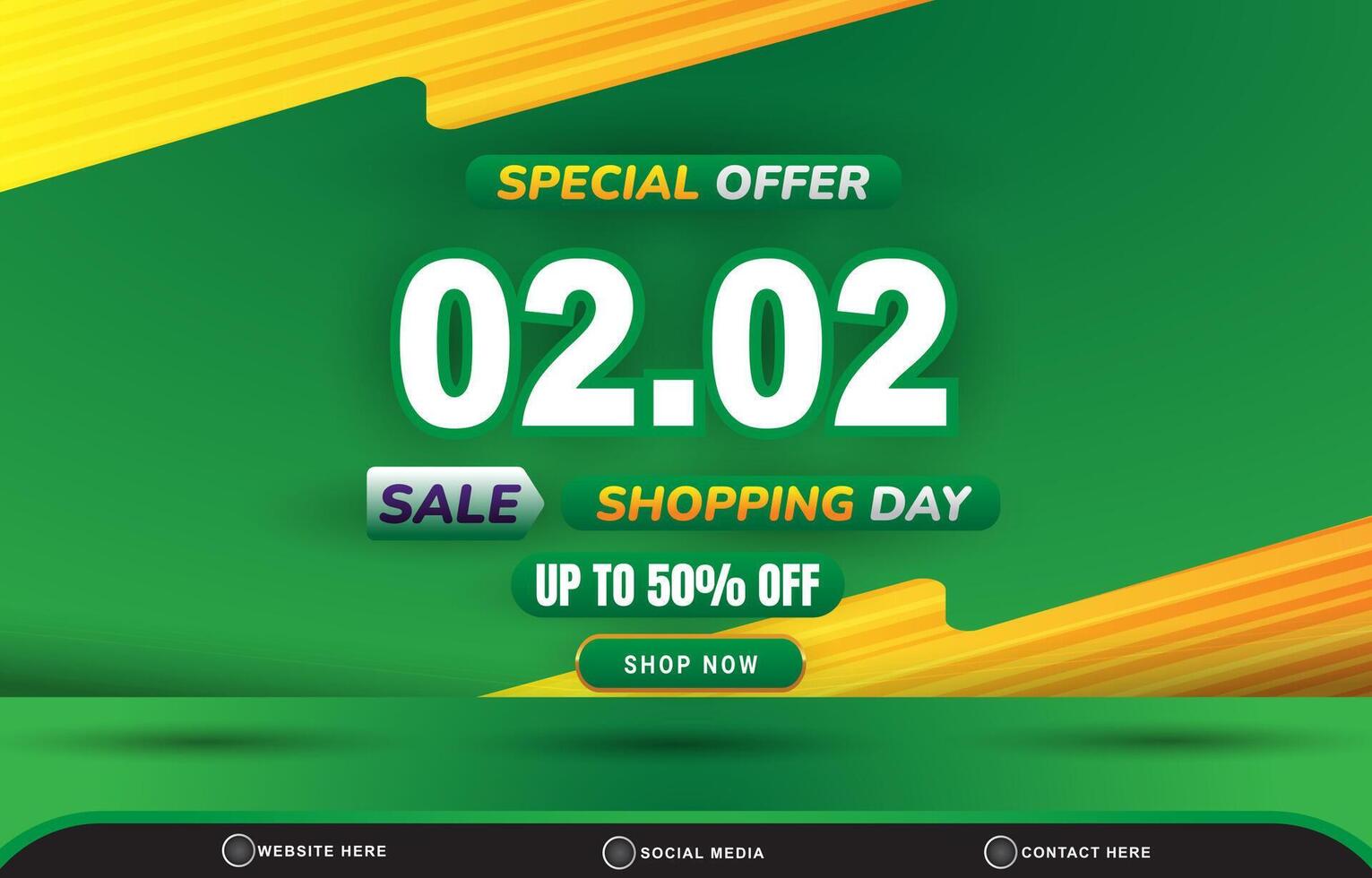 special offer 02.02 sale template banner with blank space for product sale with abstract gradient green and yellow background design vector