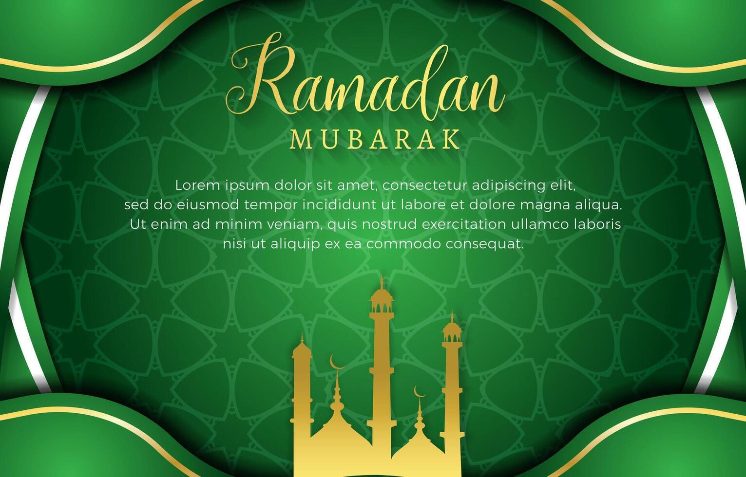 elegant green ramadan mubarak 2023 template banner with abstract gradient green background design vector