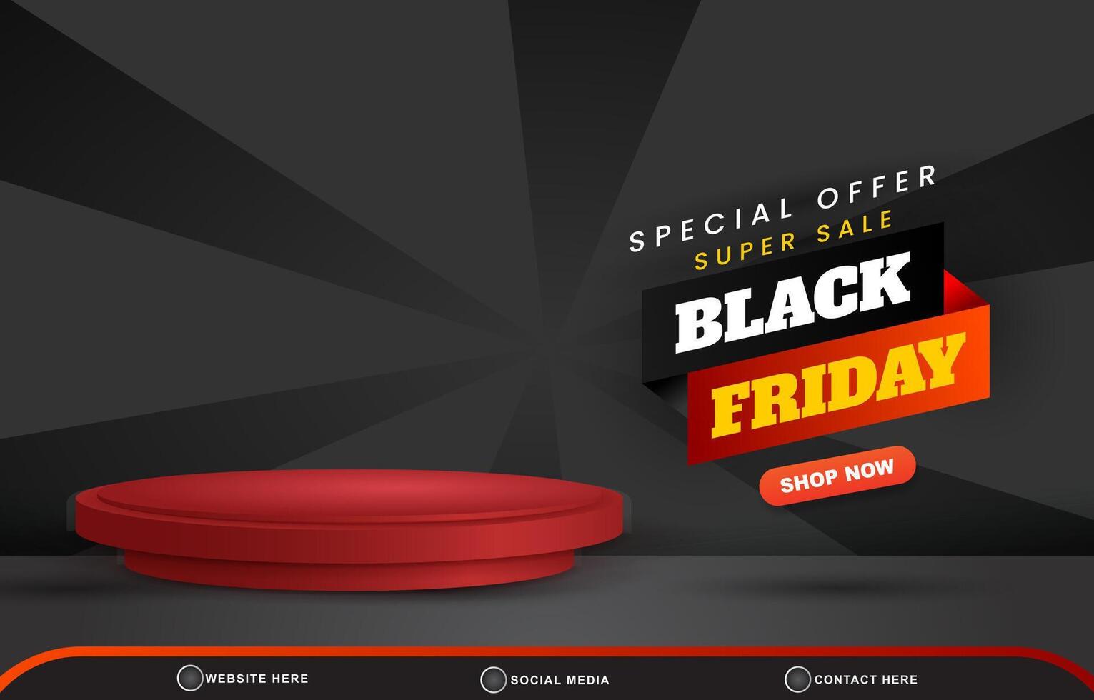 special offer super sale discount template banner with blank space 3d podium for product sale with abstract gradient black background design vector