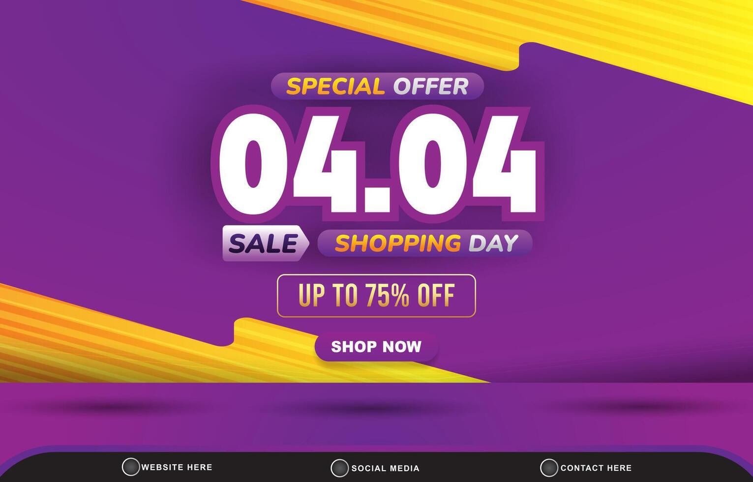 special offer 04.04 sale template banner with blank space for product sale with abstract gradient purple and yellow background design vector