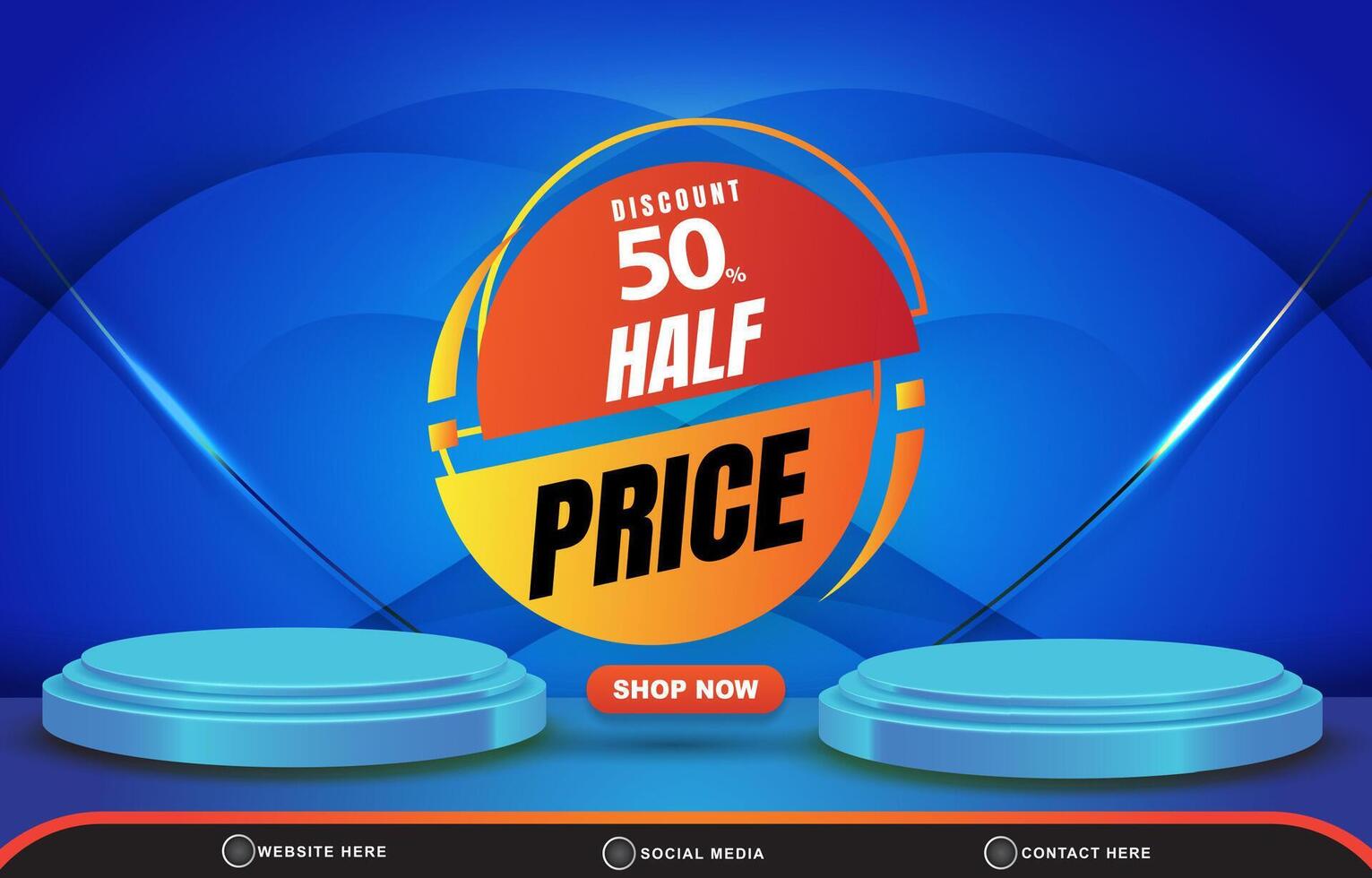 discount price sale template banner with blank space 3d podium for product sale with abstract gradient blue background design vector