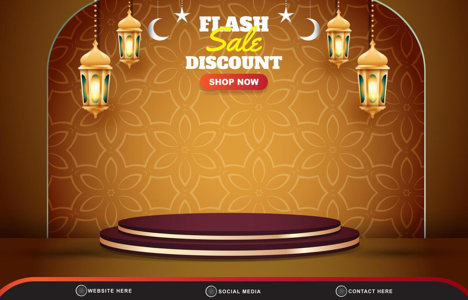 ramadan sale social media template banner post with blank space 3d podium for product sale with abstract gradient brown background vector
