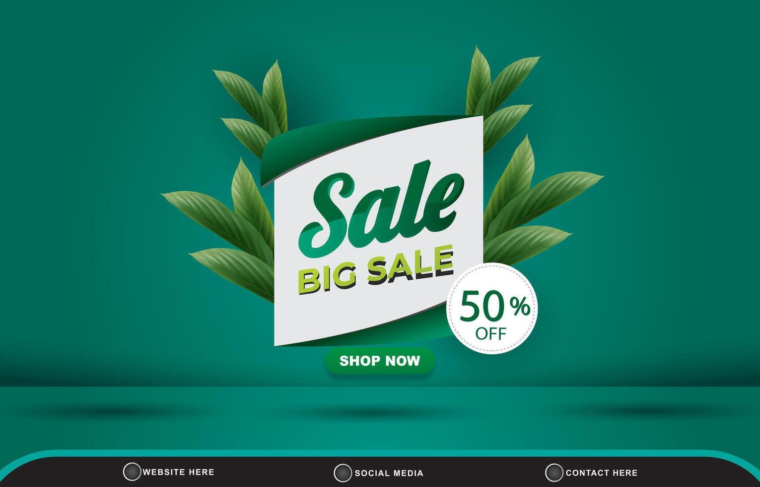 summer big sale discount social media template banner post with blank space for product sale with abstract gradient green background design vector