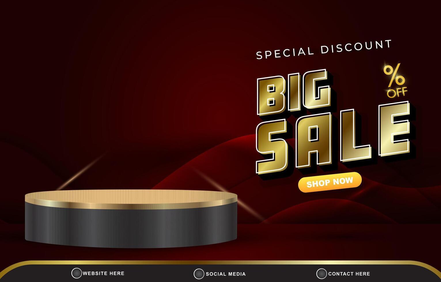 special discount big sale template banner with blank space 3d podium for product sale with abstract gradient red background design vector