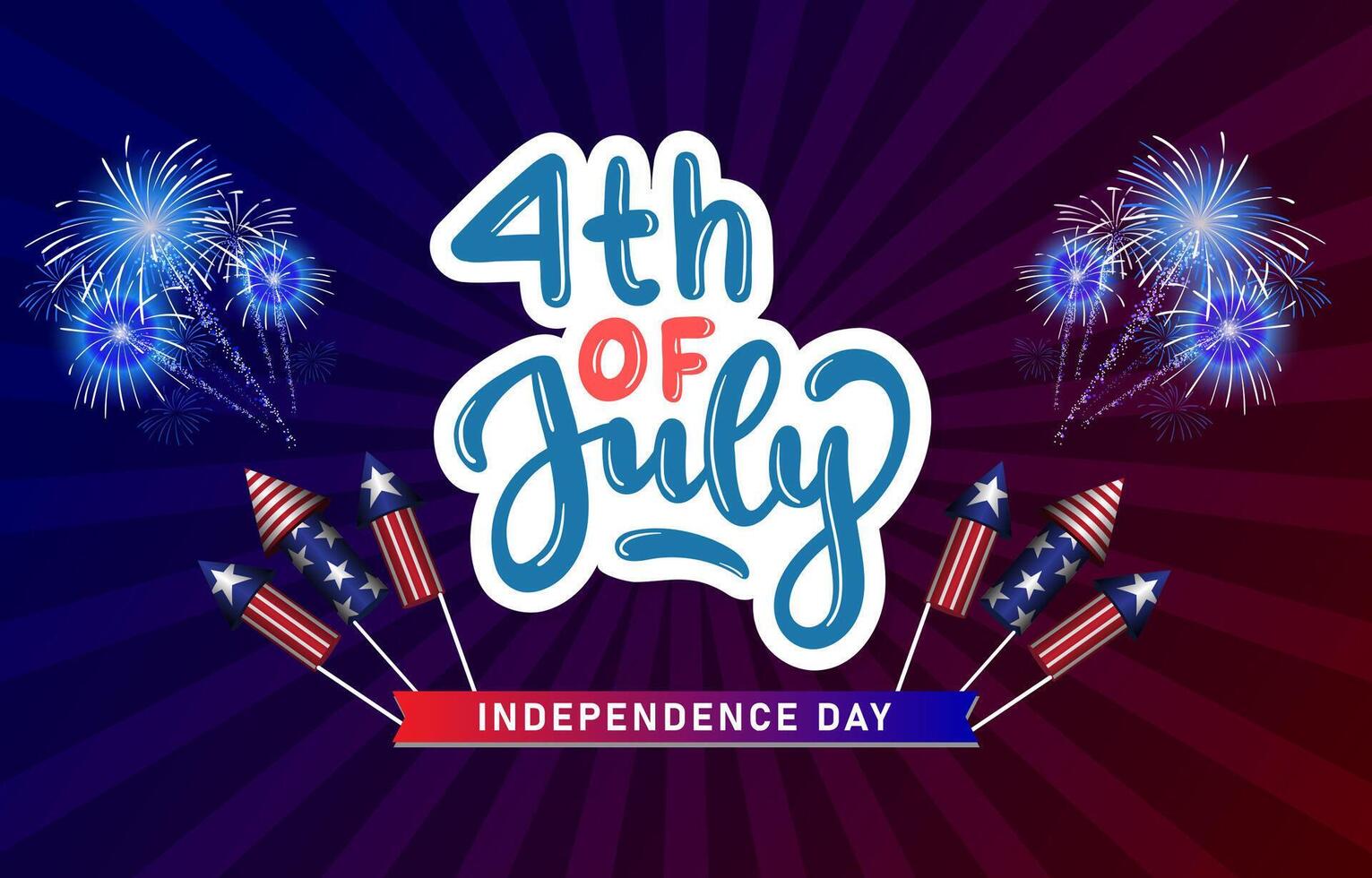 4th of july american independence day landscape banner for social media post with abstract gradient blue and red background vector