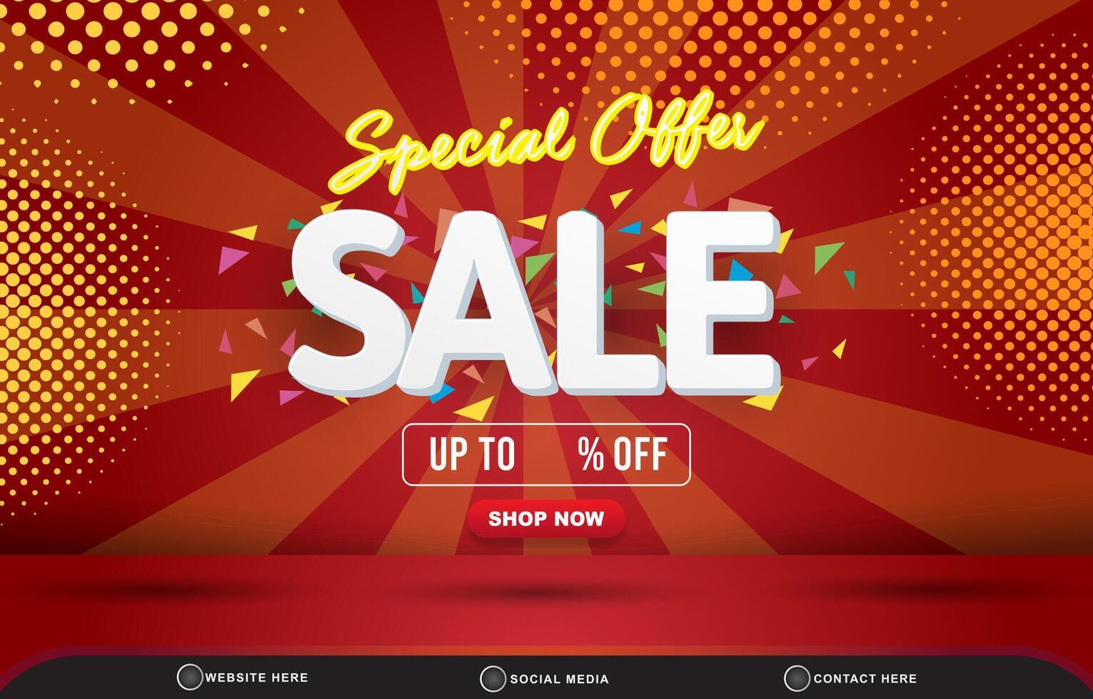 special offer discount sale template banner with blank space for product sale with abstract gradient red and orange background design vector