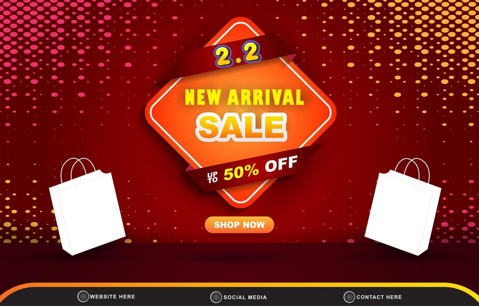 02.02 new arrival sale template banner with blank space 3d podium for product sale with abstract gradient red background design vector