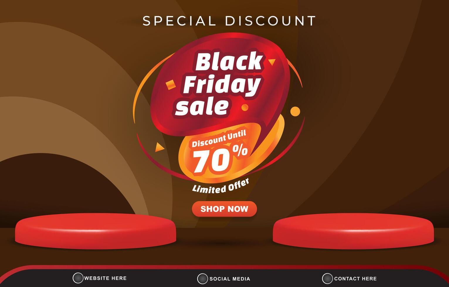 special discount black friday sale template banner with blank space 3d podium for product sale with abstract gradient brown background design vector