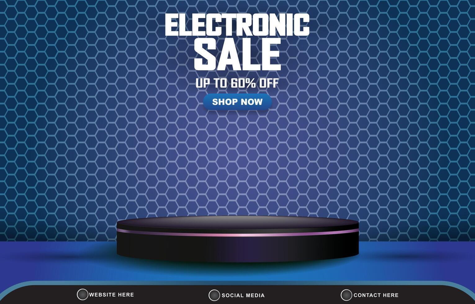 electronic sale social media template banner post with blank space 3d podium for product sale with abstract gradient blue background vector