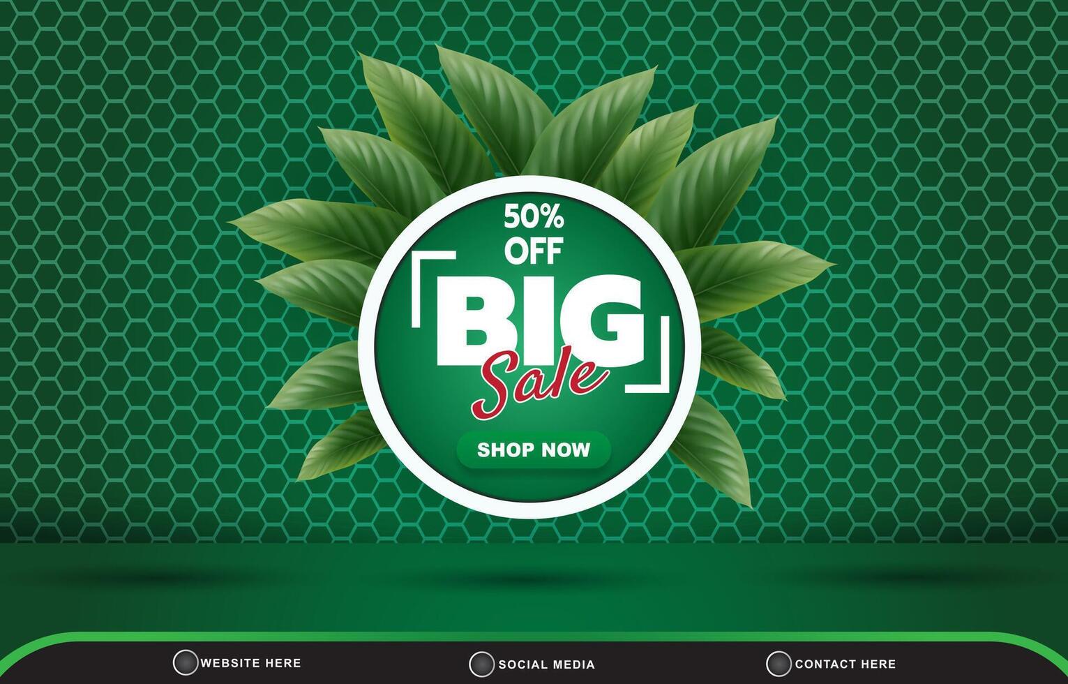 summer big sale discount social media template banner post with blank space for product sale with abstract gradient green background vector