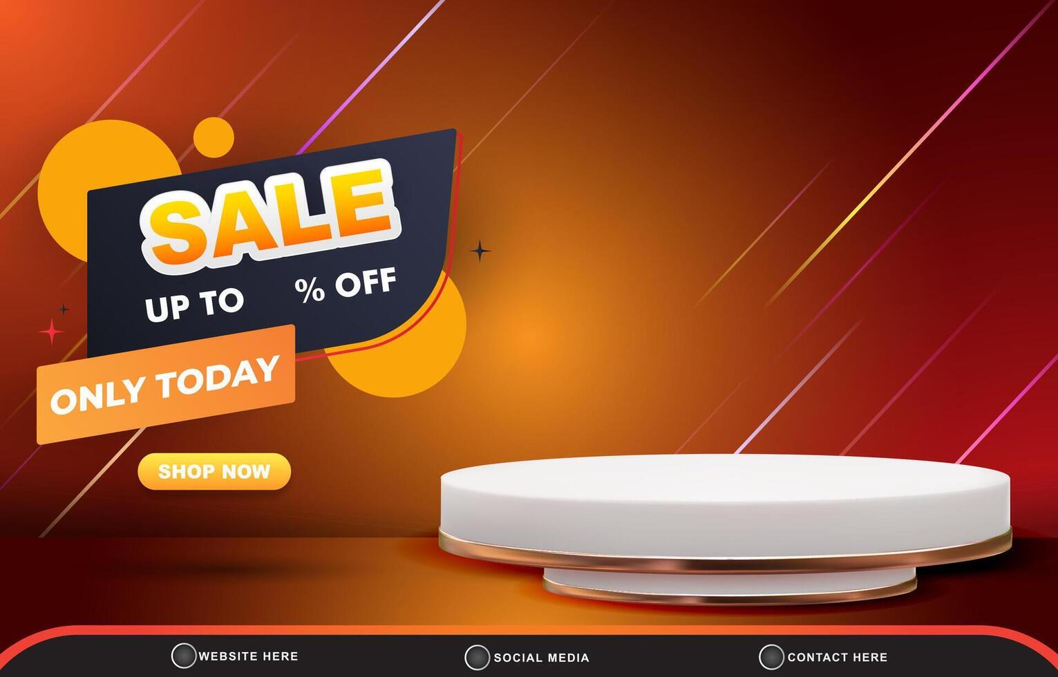 sale discount template banner with blank space 3d podium for product sale with abstract gradient red and orange background design vector
