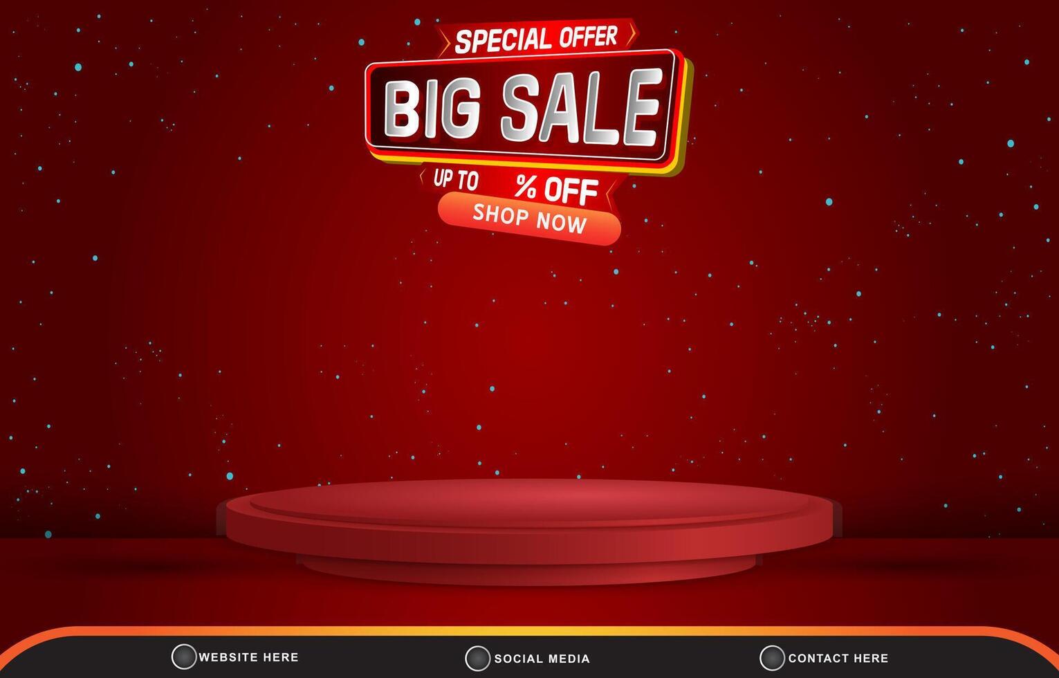 special offer big sale discount template banner with blank space 3d podium for product sale with abstract gradient red background design vector