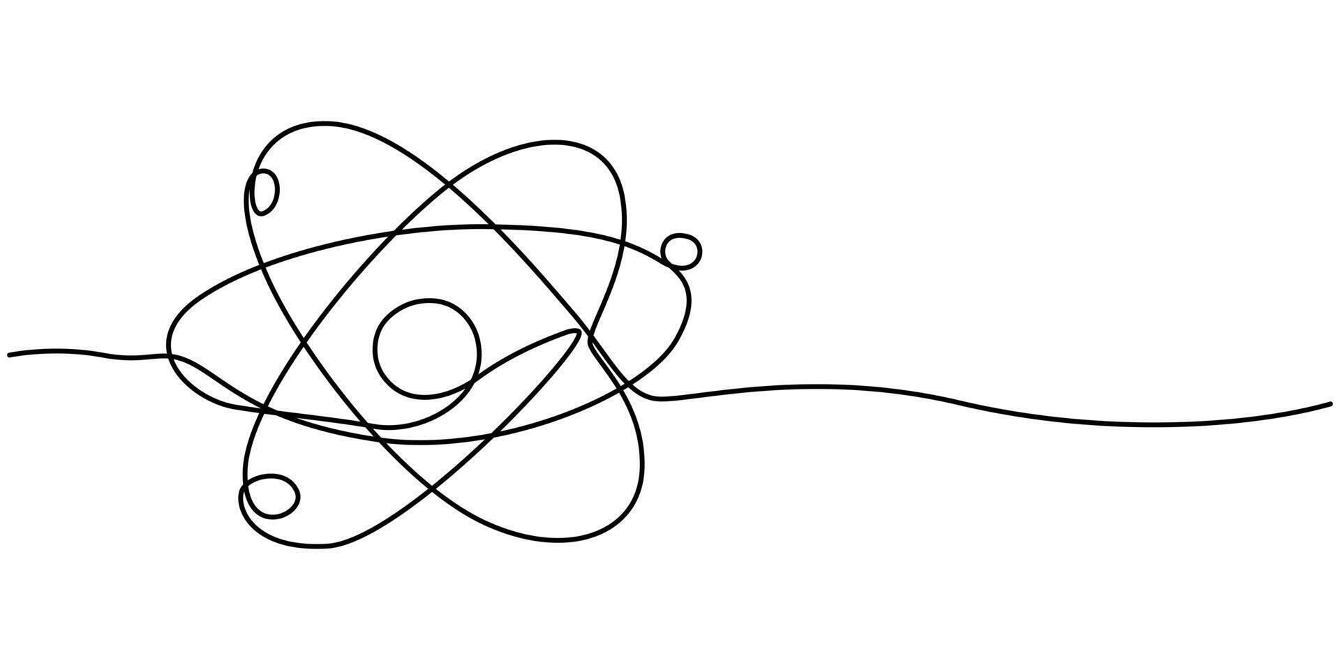 Atom molecule one continuous line drawing vector