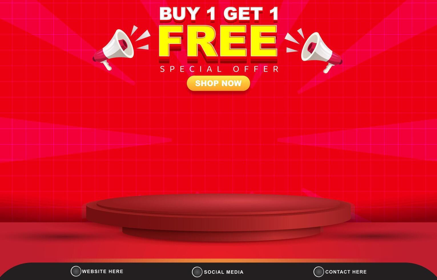 modern discount sale template banner with blank space 3d podium for product sale with abstract gradient red background design vector