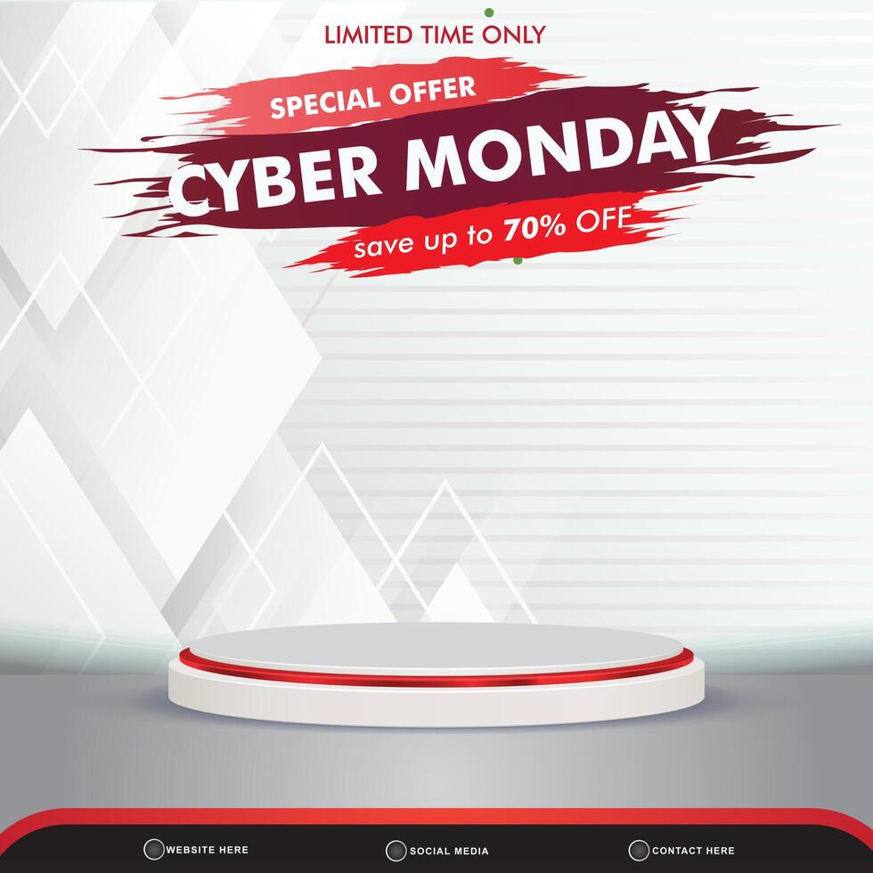 limited special offer banner social media template post with blank space 3d podium for product with abstract white gradient background design vector