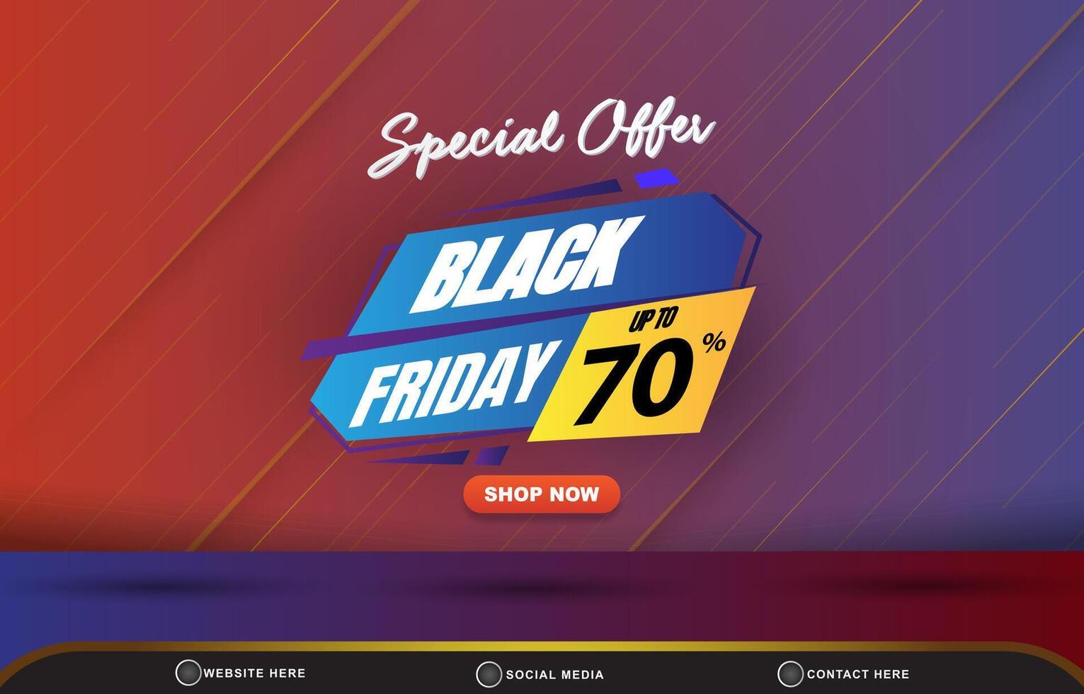 special offer black friday sale discount template banner with blank space for product sale with abstract gradient red and blue background design vector