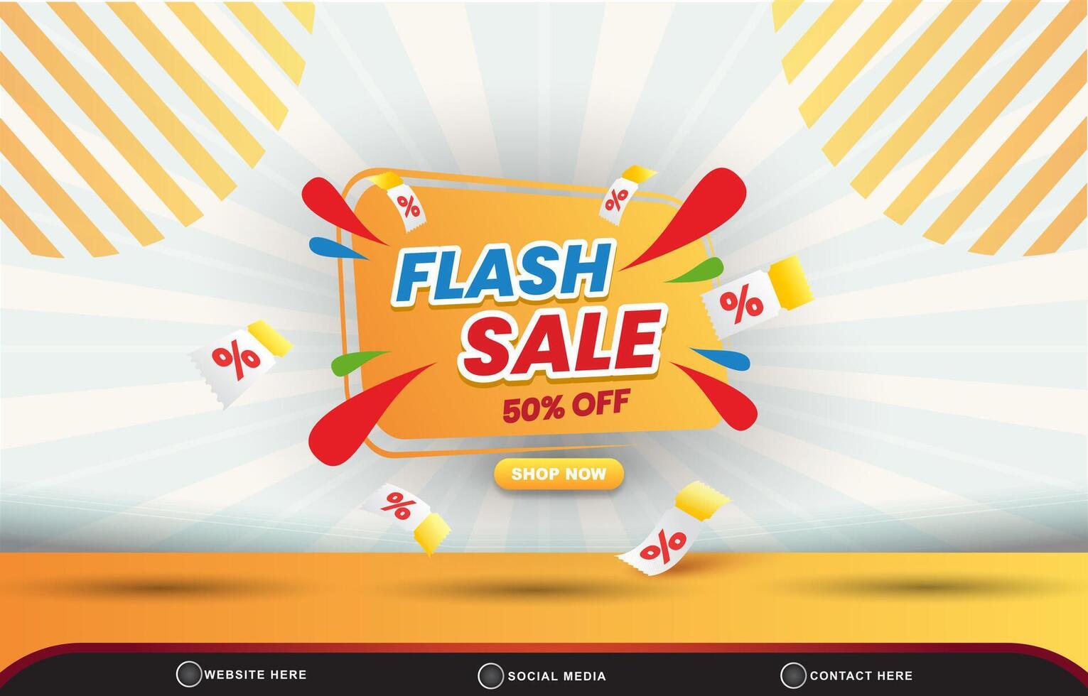flash sale discount template banner with blank space for product sale with abstract gradient white and orange background design vector