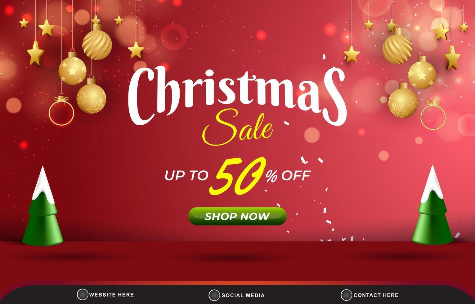 christmas sale discount template banner with blank space for product sale with abstract gradient red background design vector