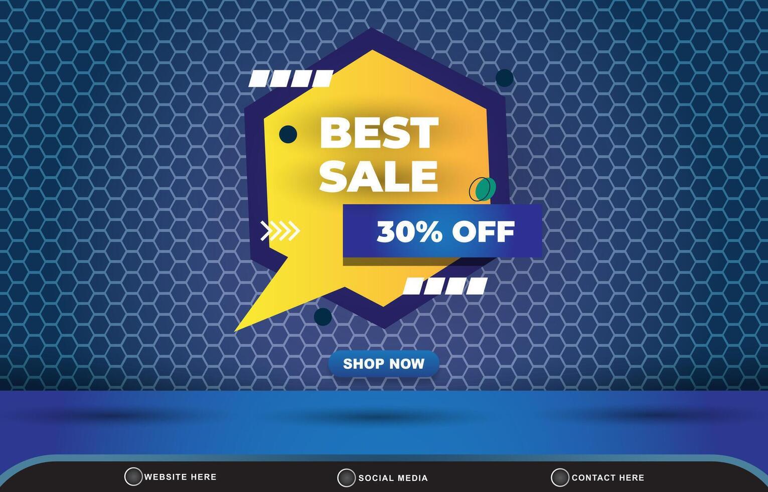 best sale social media template banner post with blank space for product sale with abstract gradient blue background vector