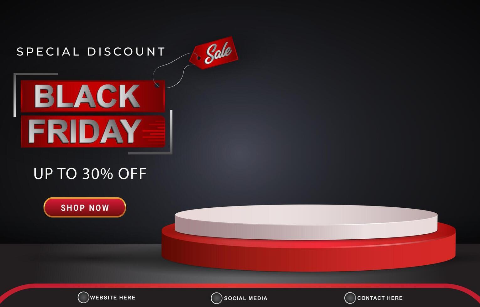 special discount black friday sale template banner with blank space 3d podium for product sale with abstract gradient black background design vector