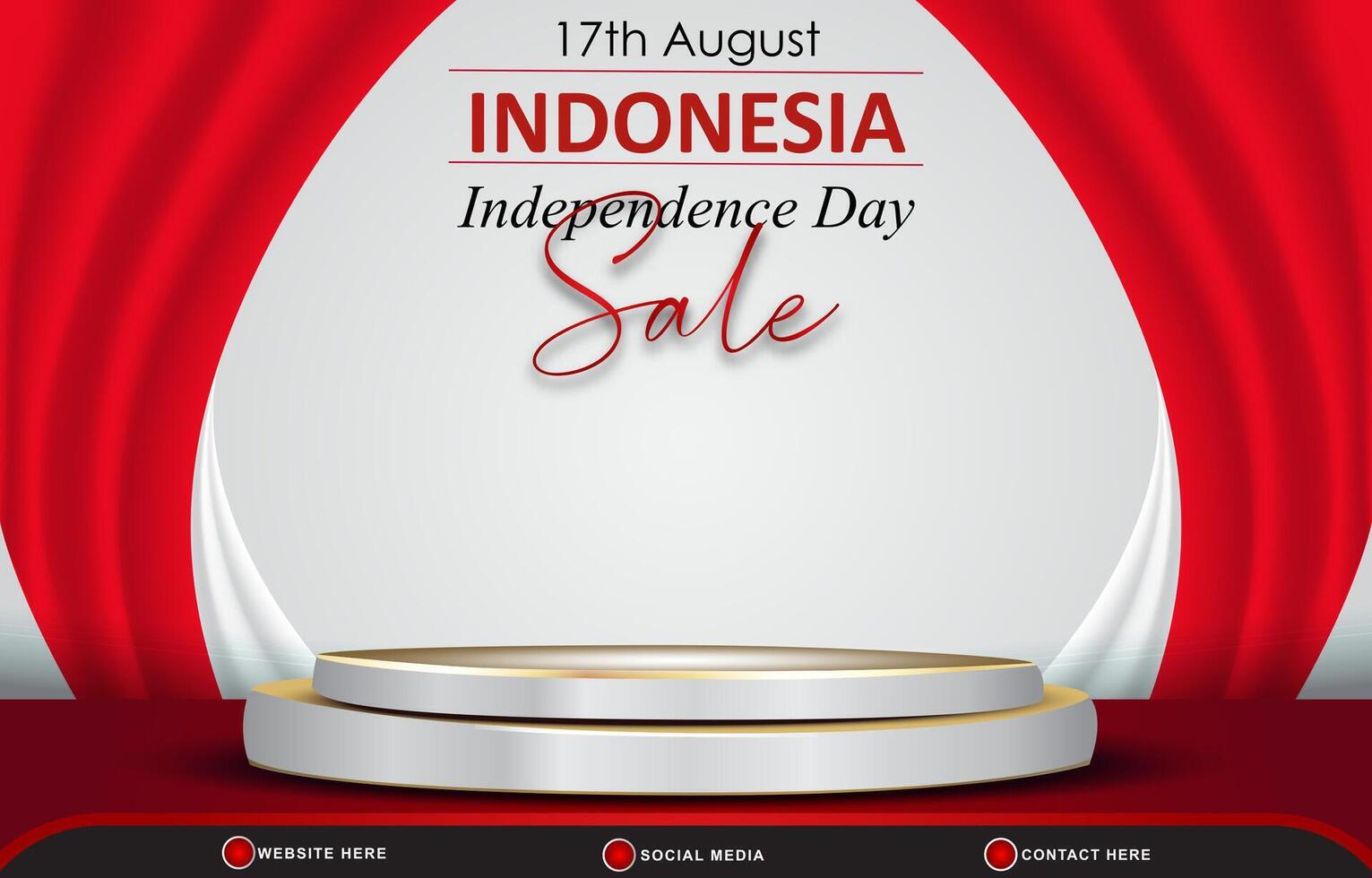 17th of august indonesian independence day sale banner with 3d podium for sale with abstract gradient red and white background design1 vector