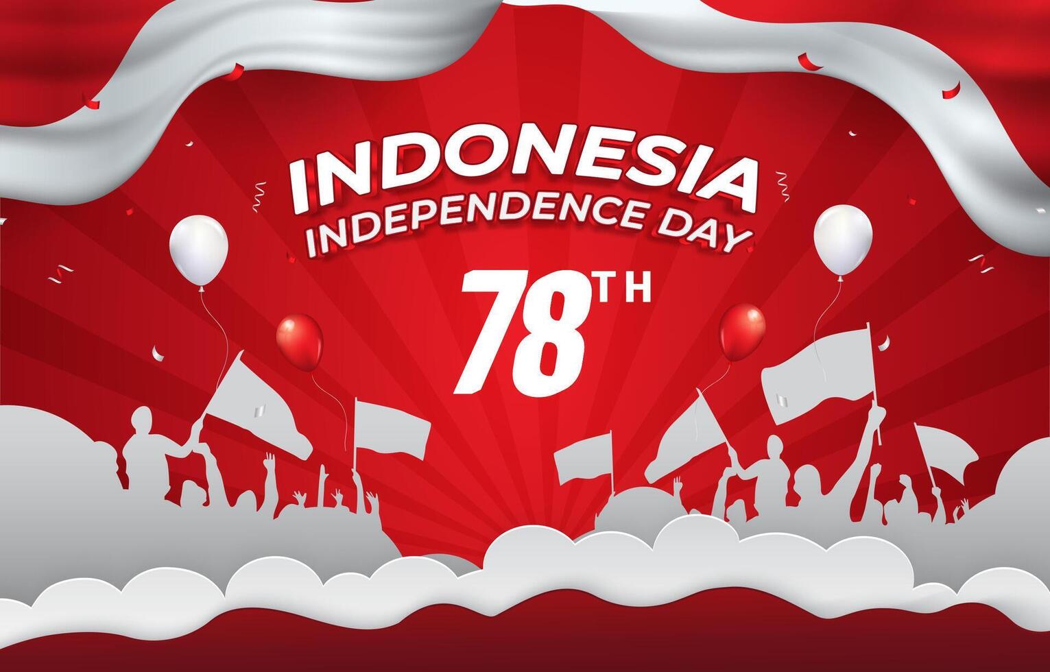 indonesian independence day 78th of august landscape banner for social media post with abstract gradient red and white background design1 vector