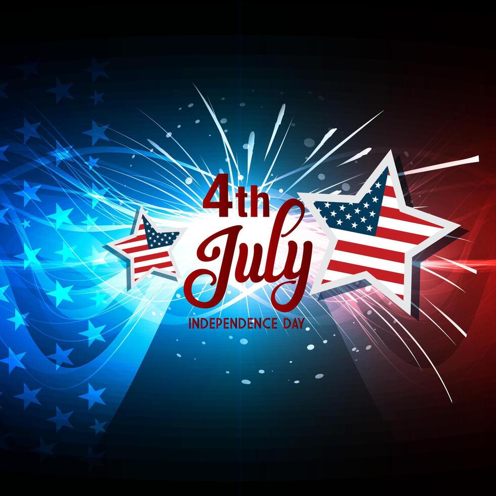 4th of july american independence day background banner with abstract gradient blue and red design vector