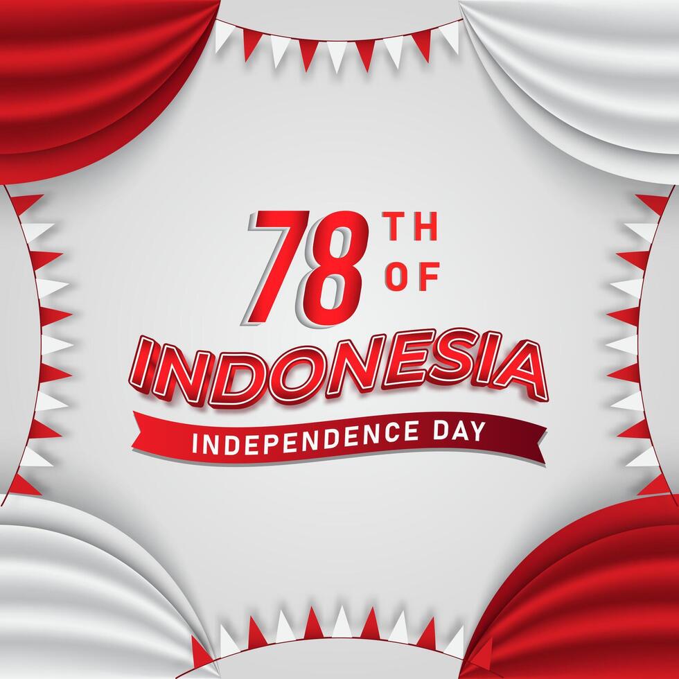 78th of august indonesian independence day square banner for social media post with abstract gradient red and white background design vector