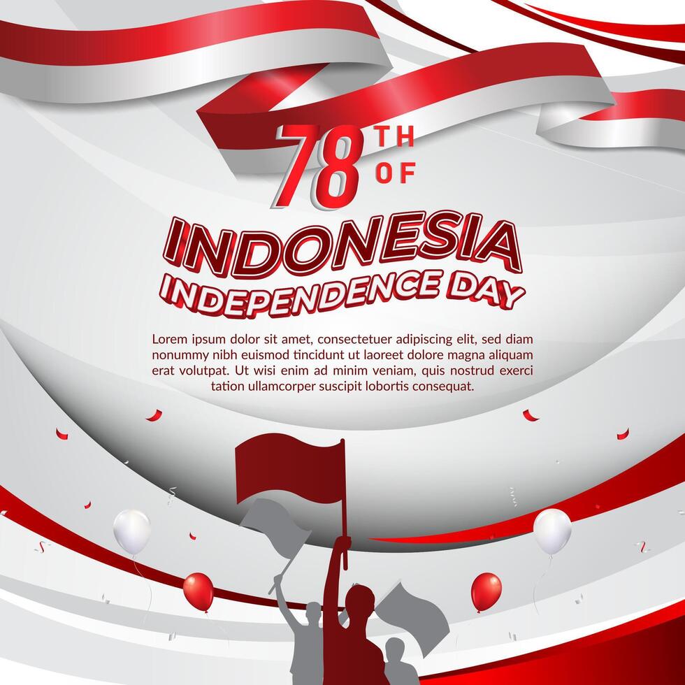 78th of august indonesian independence day square banner for social media post with with abstract gradient red and white background design11 vector