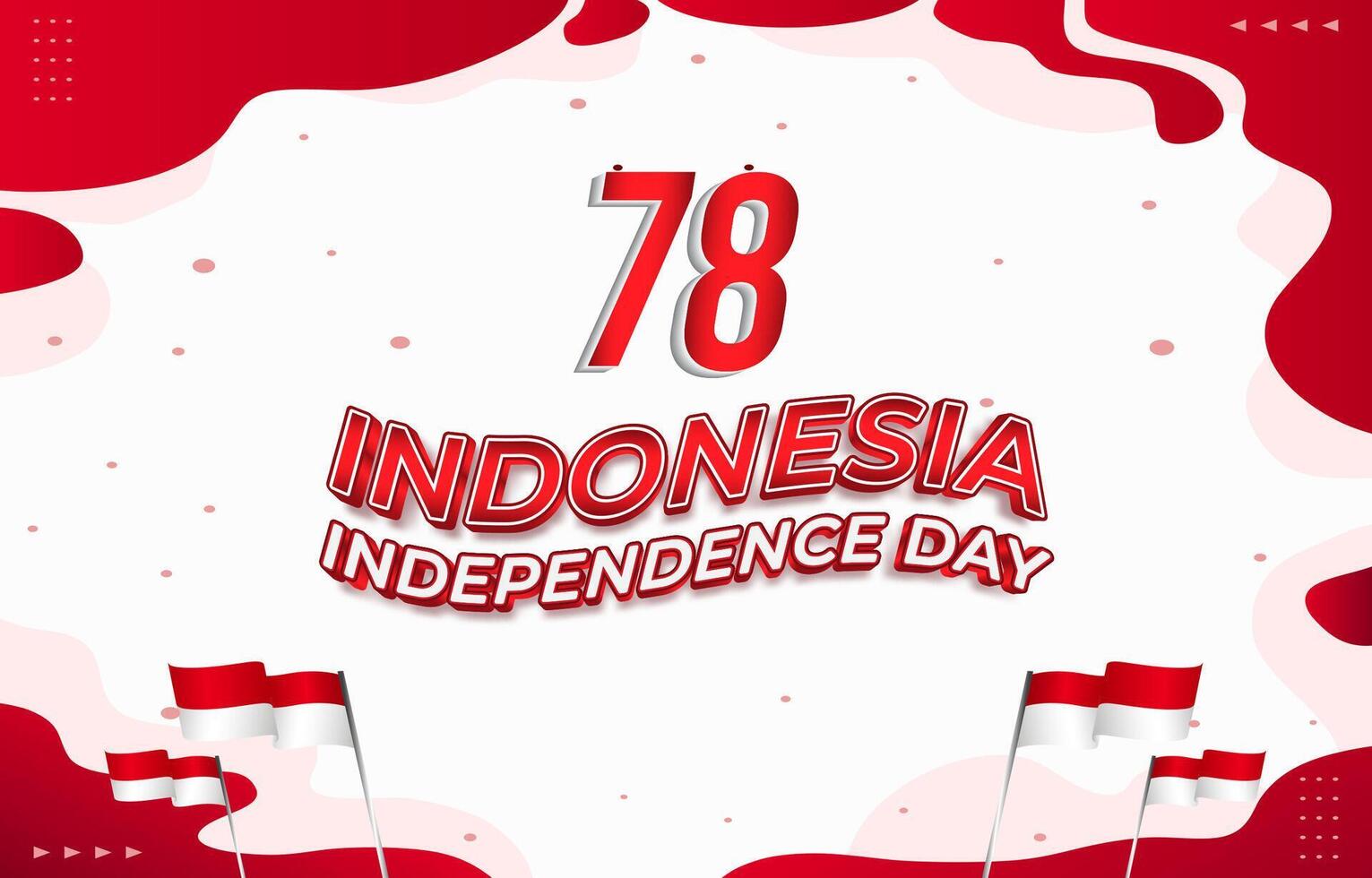 78th of august indonesian independence day landscape banner for social media post with abstract gradient red and white background design vector