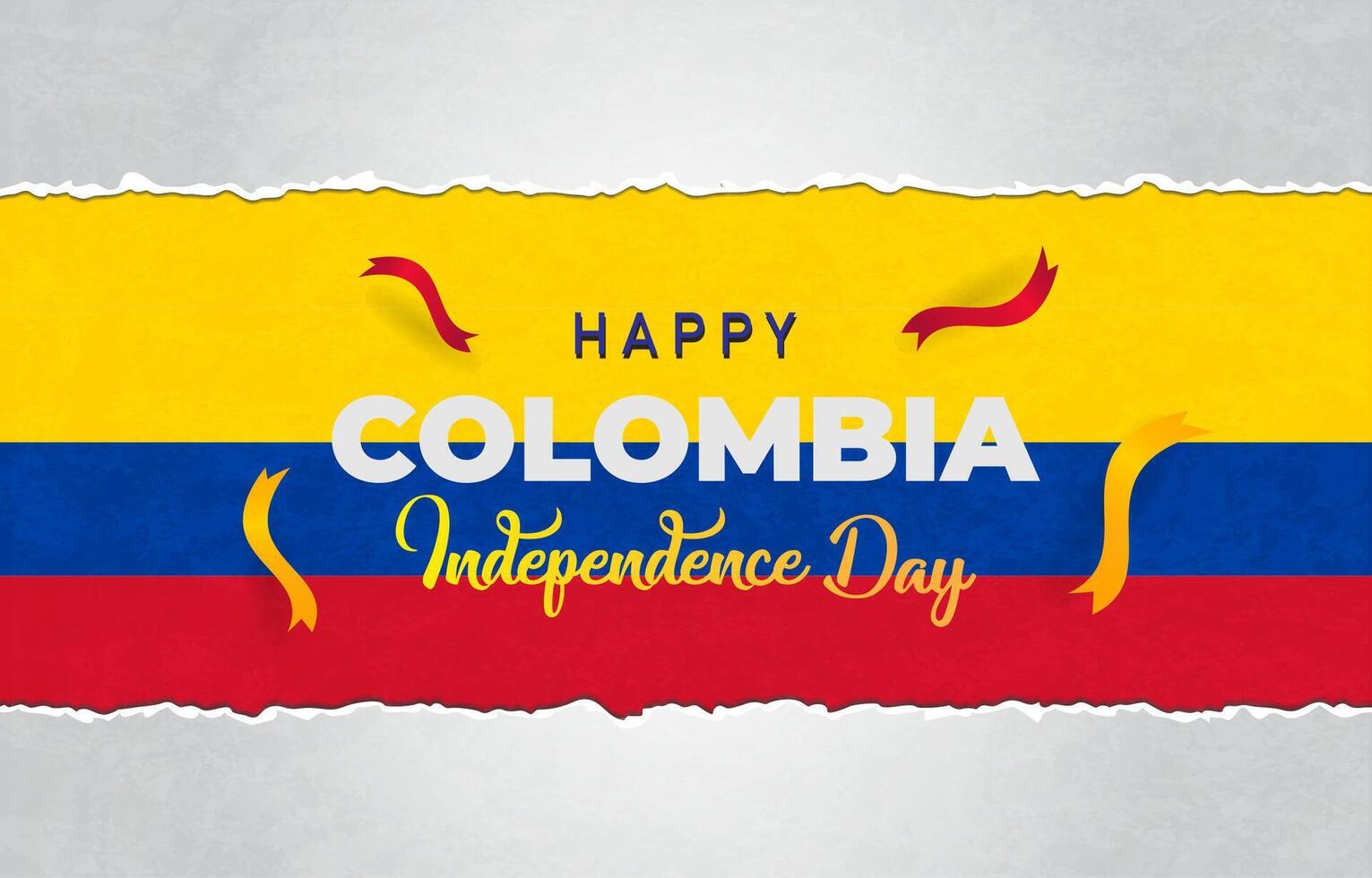 happy 20th of july colombia independence day landscape banner for social media post with abstract gradient yellow blue and red background design vector