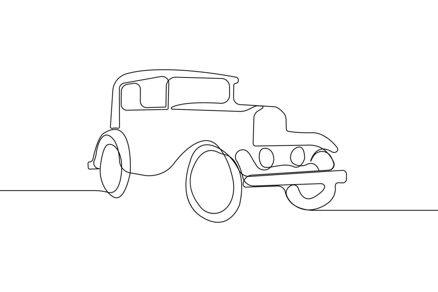 Simple hand-drawn classic car continuous line art drawing vector