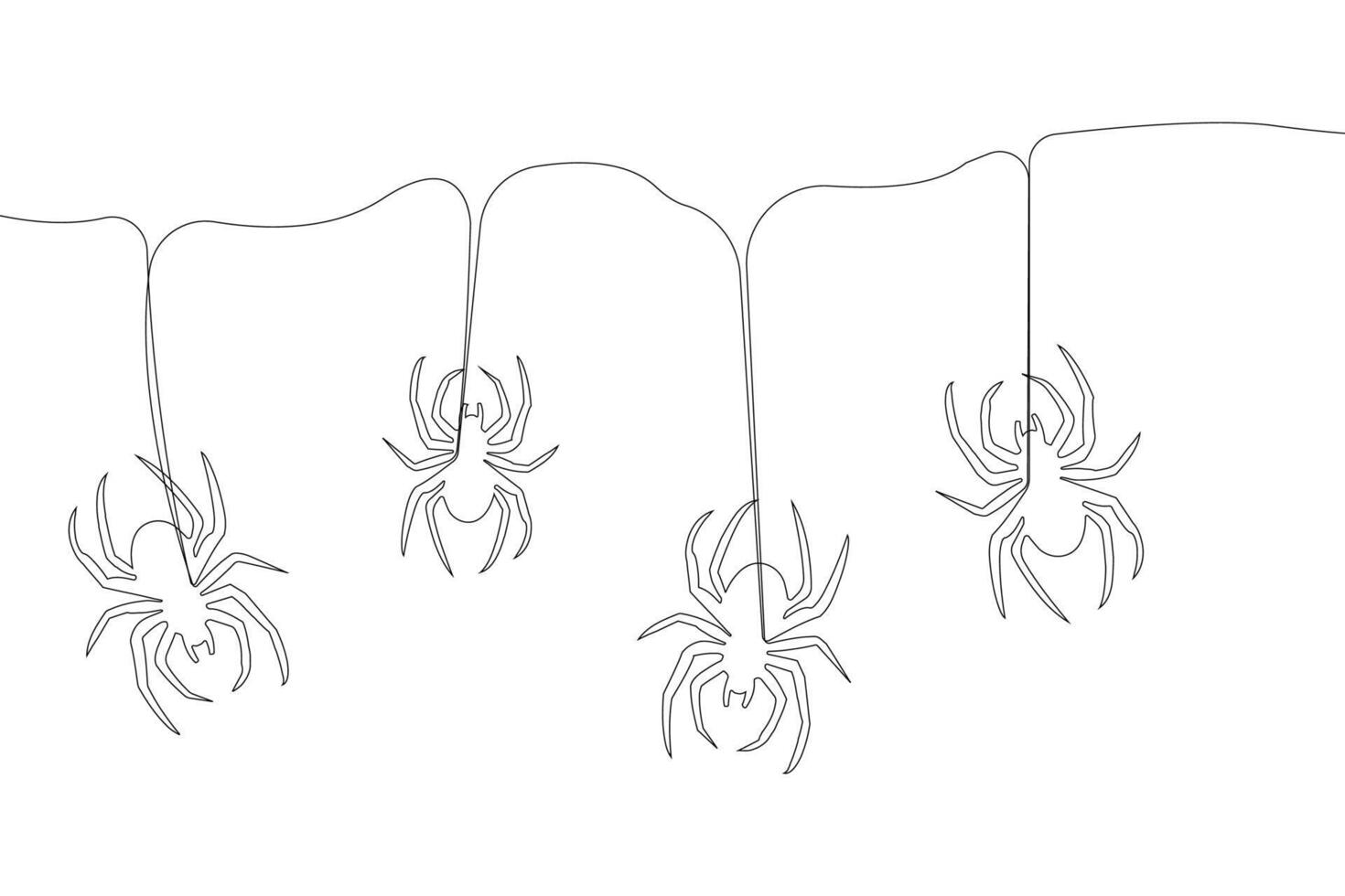 Hand-drawn spider web continuous line art drawing. Halloween concept linear background. vector