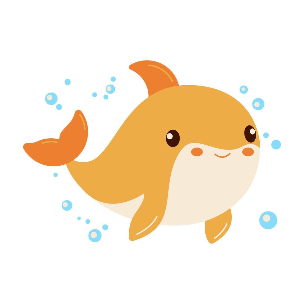 Cute Dolphin Cartoon Character Swimming on the Beach vector