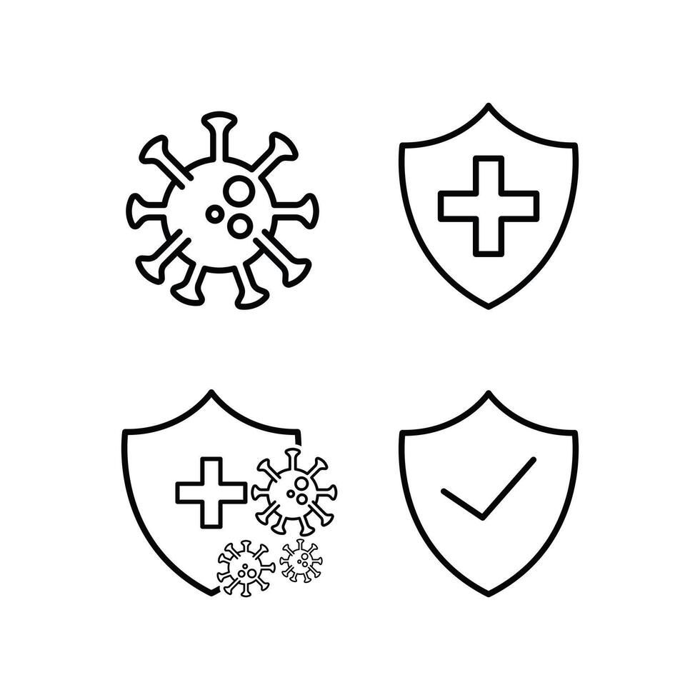 immune system and antibacterial protection design line style vector