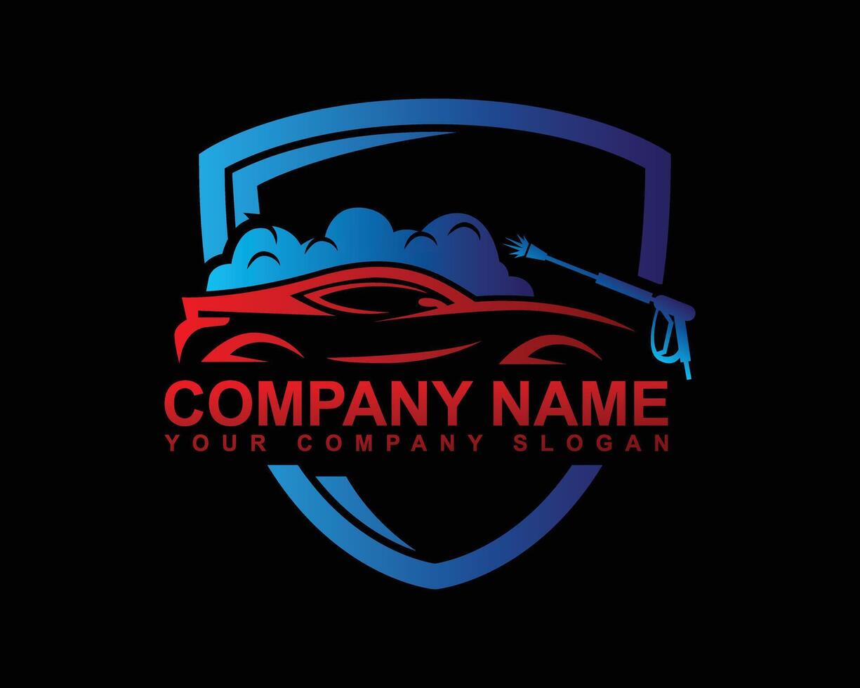 Car logo, car wash auto detailing logo, automobile logo, car detailing service, mobile detailing and pressure wash, speed auto detailing car wash vector