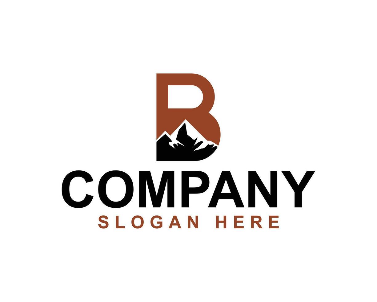 Minimal letter B mountain logo design, logo combine with hill, initial letter B with mountain, mountain logo design, alphabet B logo with mountain vector