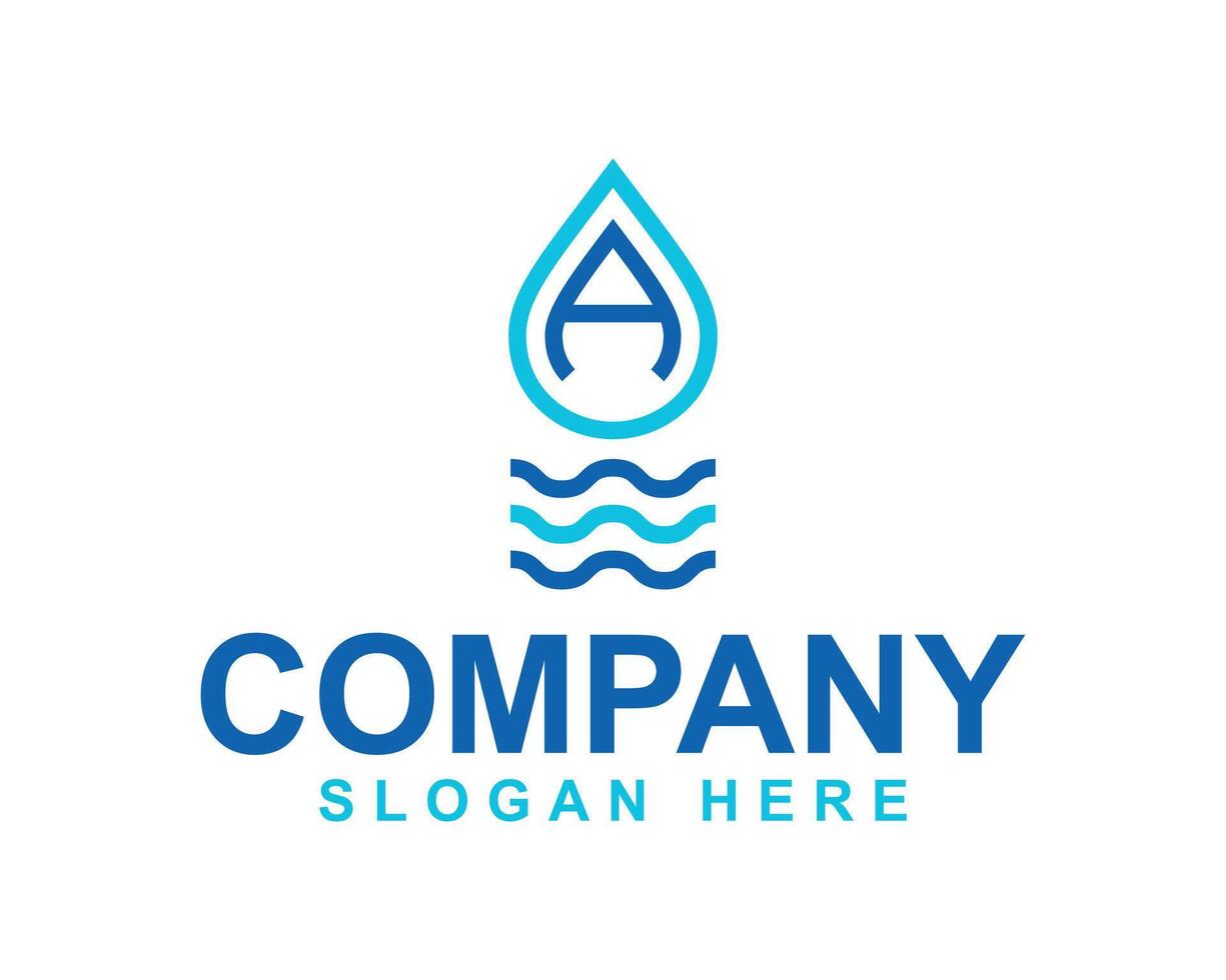 Minimalist letter A water drop shape icon, water and rain simple icon, water line, plumbing, drop logo concept, letter A logo with water line art design, initial letter A drop icon vector