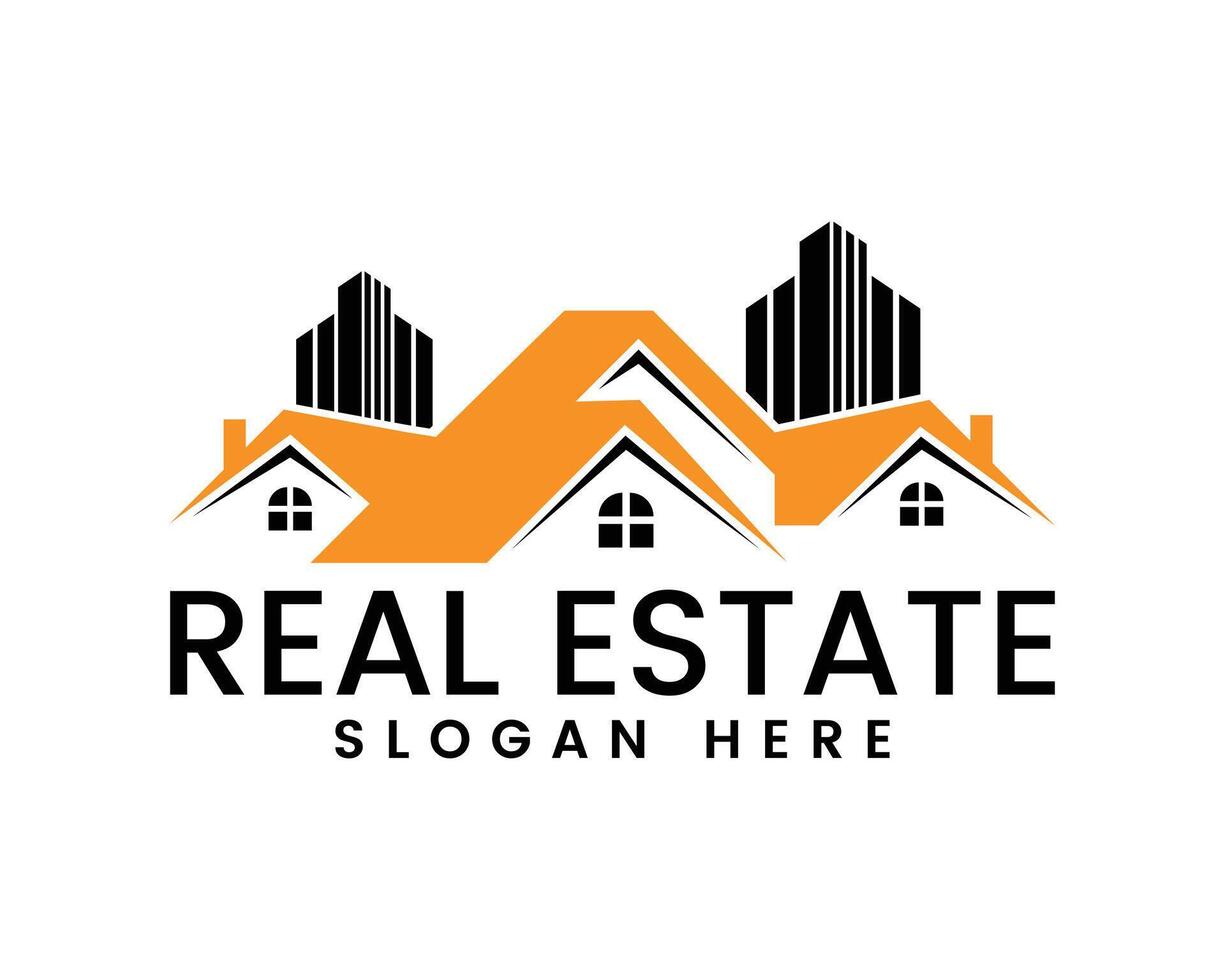 Real estate building house and roofing logo design concept vector