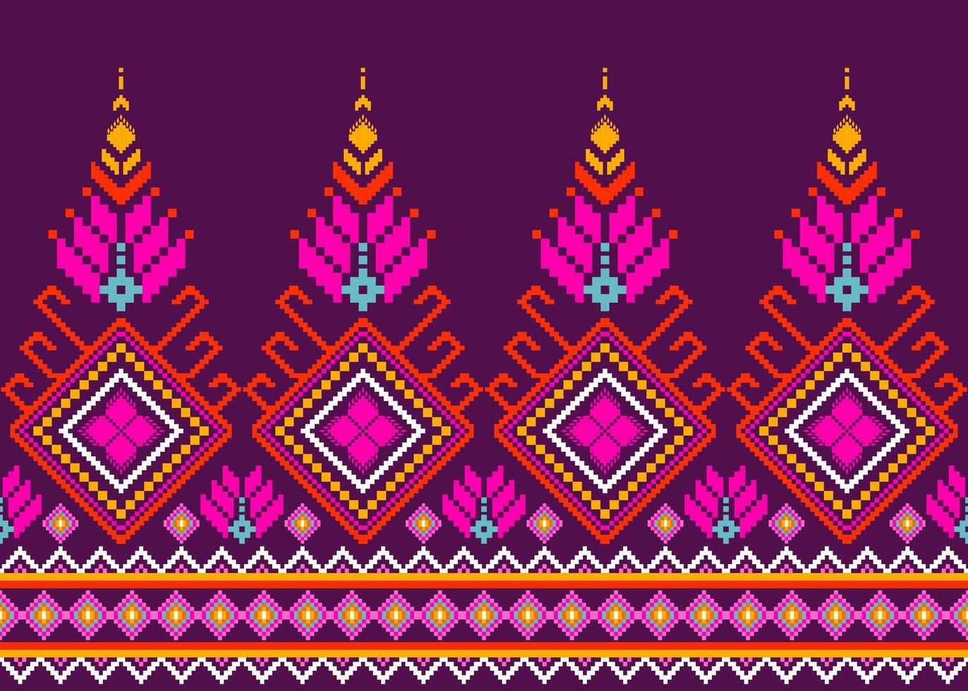 Pixel pattern ethnic oriental traditional. design fabric pattern textile African Indonesian,Indian, seamless Aztec style abstract illustration for print clothing, texture, fabric, wallpaper, de vector