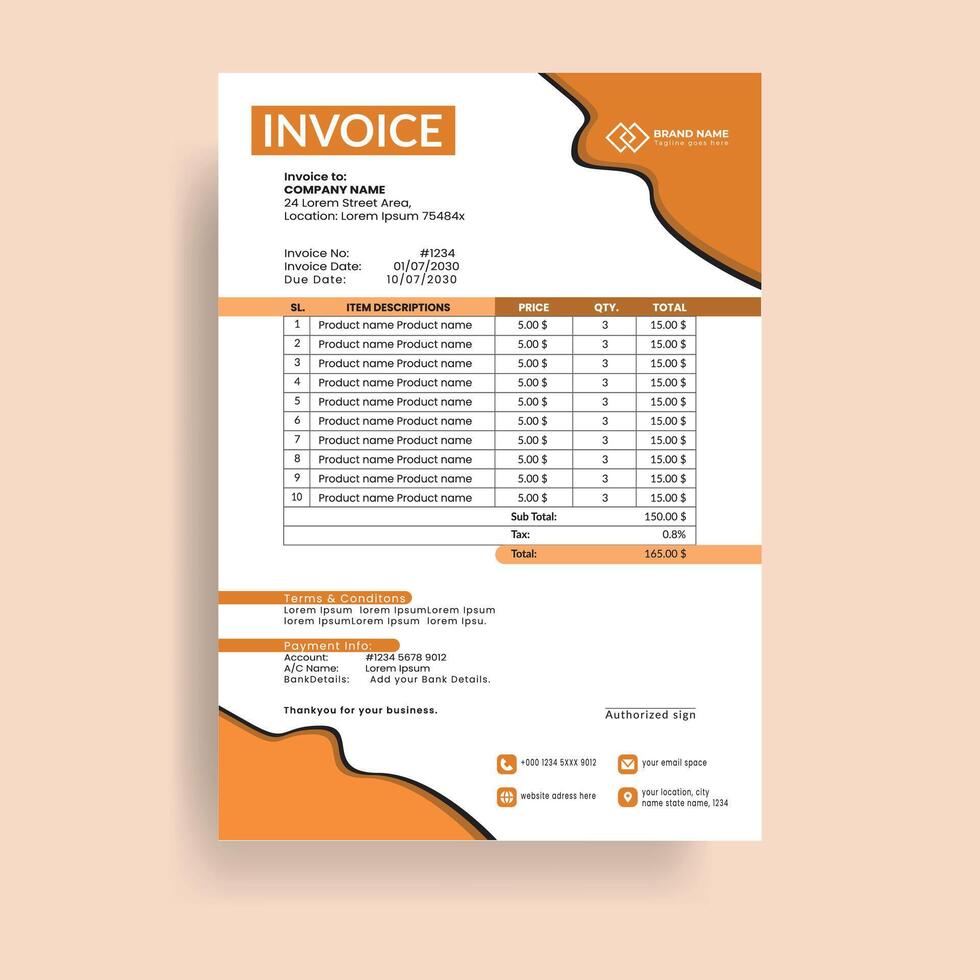 Corporate Innovative Modern Creative and Minimal Business Invoice Template vector