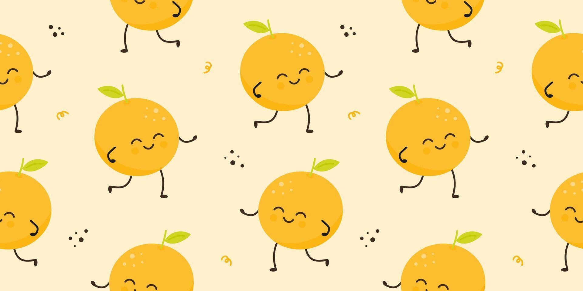 Cute orange characters seamless pattern vector