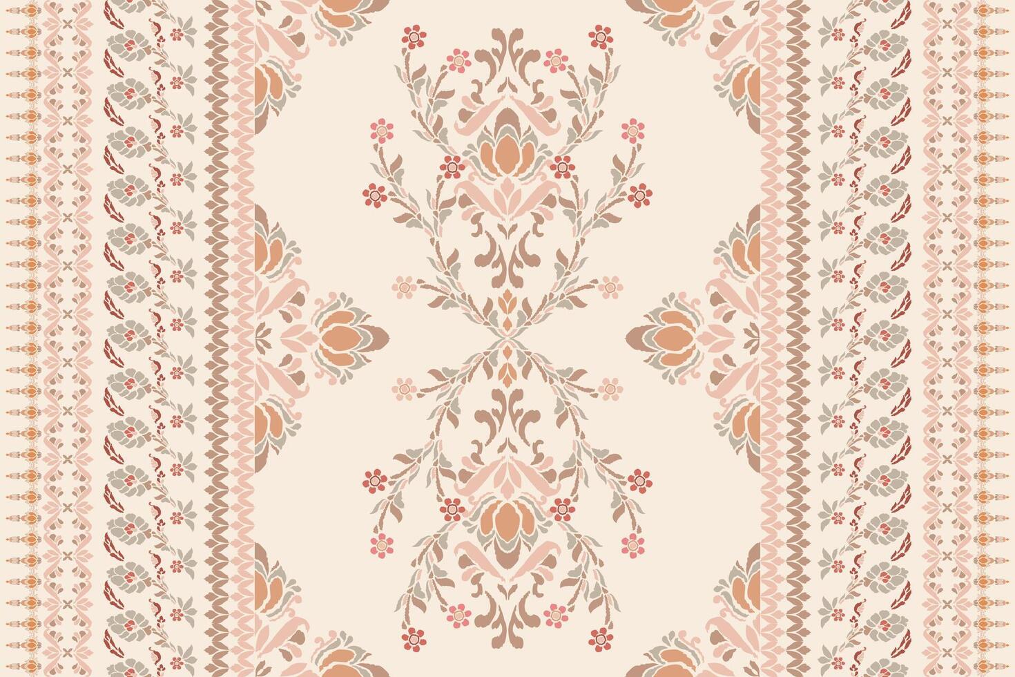 Ikat floral paisley embroidery on white background.Ikat ethnic oriental seamless pattern traditional.Aztec style abstract illustration.design for texture,fabric,clothing,wrapping,decoration. vector