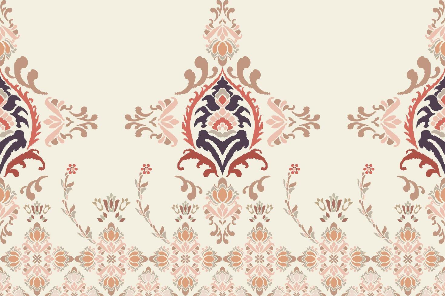 Ikat floral paisley embroidery on white background.Ikat ethnic oriental seamless pattern traditional.Aztec style abstract illustration.design for texture,fabric,clothing,wrapping,decoration. vector