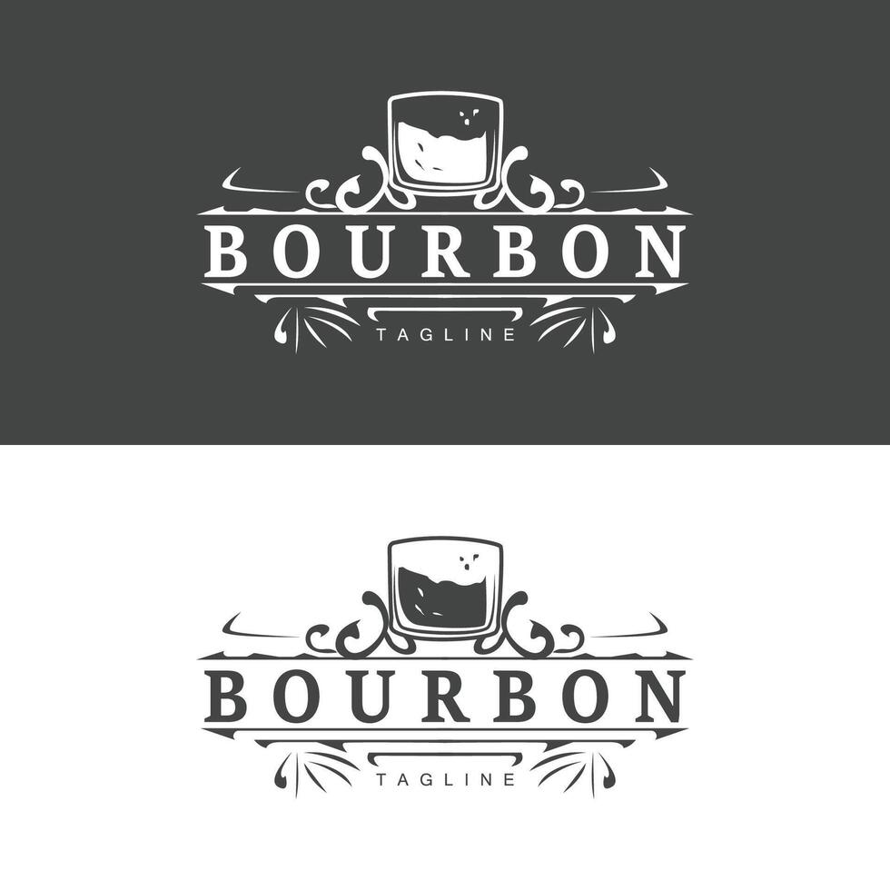 Whiskey Logo Design Old Drink Bottle Simple Style Retro Vintage Bar Restaurant Templet Illustration vector