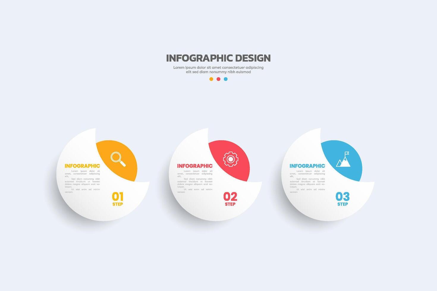 circle infographic 3 steps vector