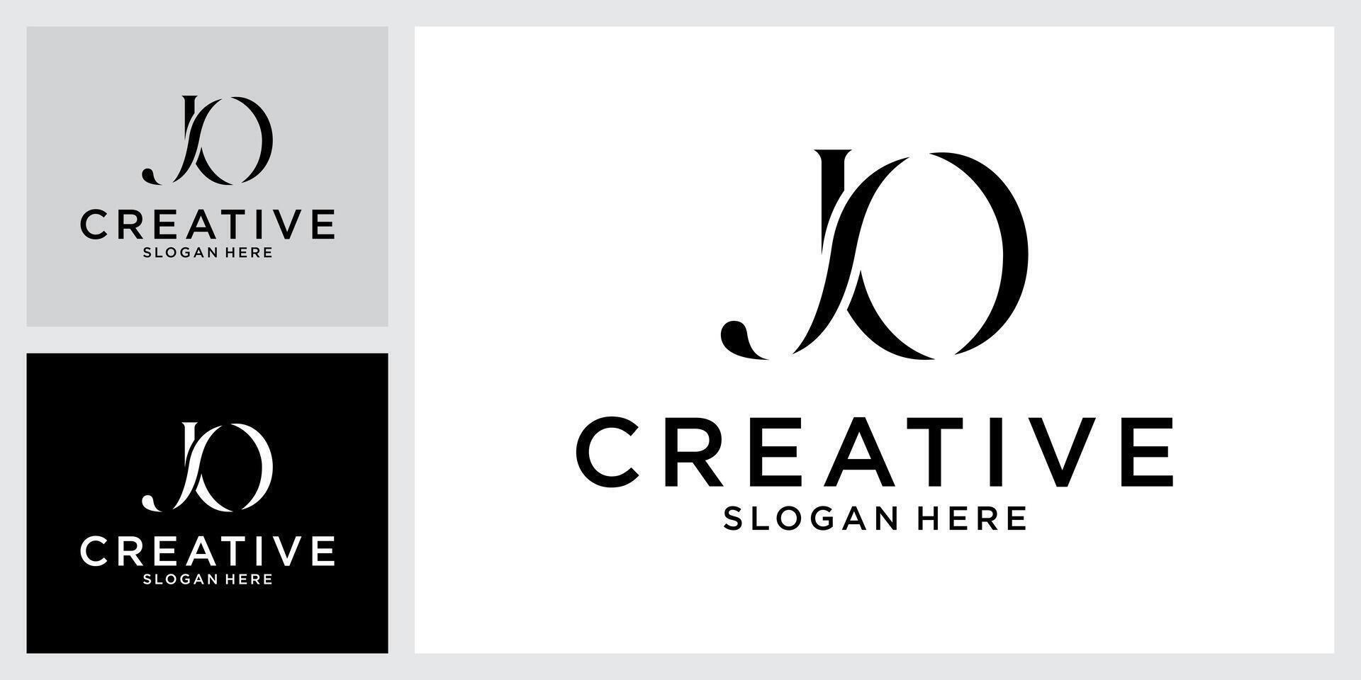 JO or OJ initial letter logo design . vector