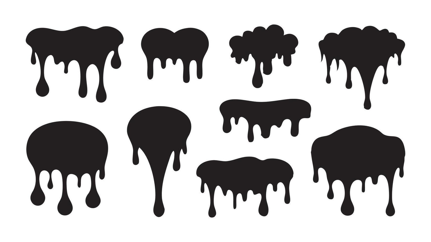 Dripping silhouette set flat illustration on white background. vector